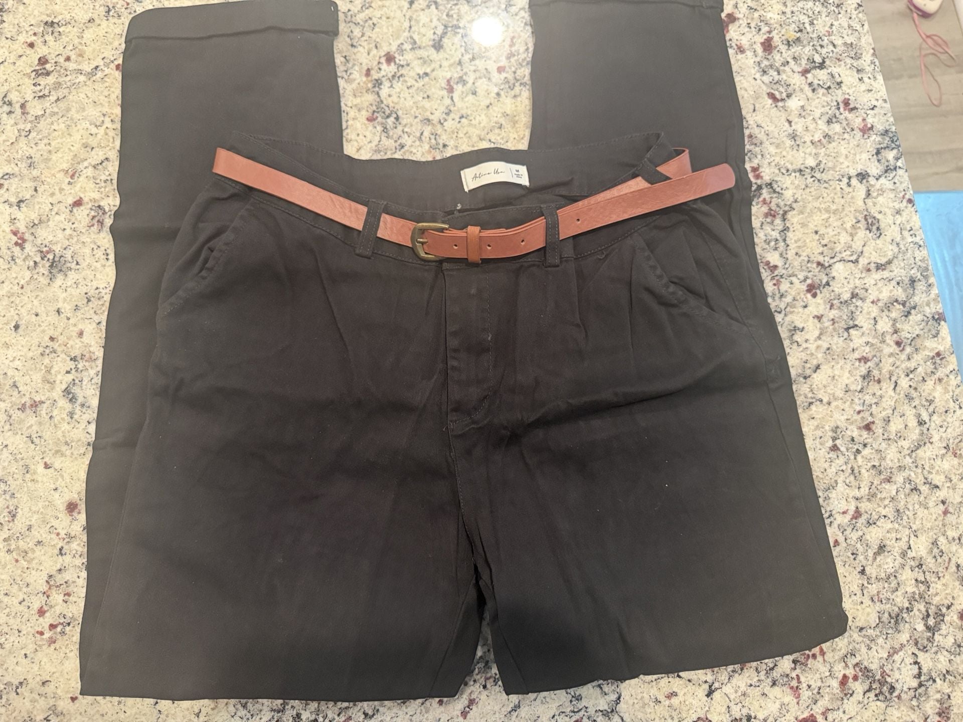 Active Usa Pants Size M Black With Belt 8