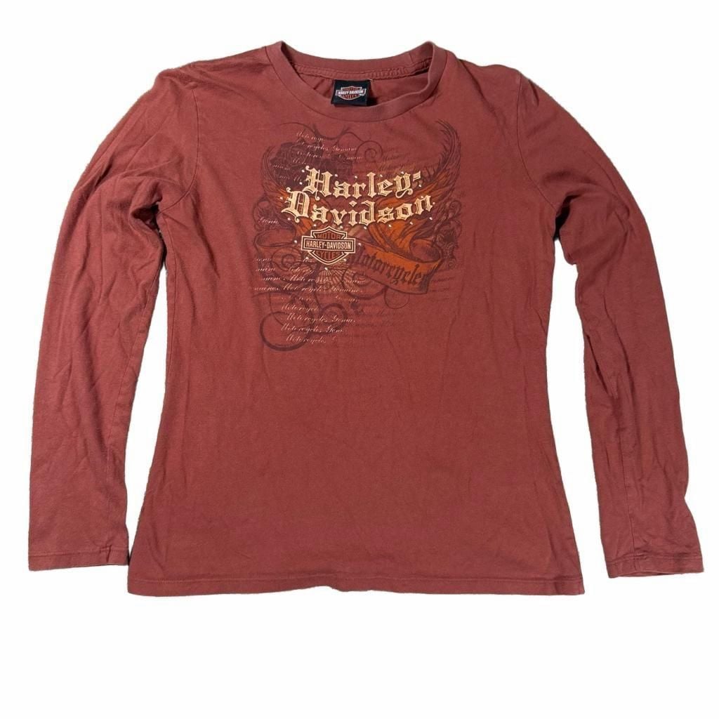 Y2K Harley Davidson St. Paul Long Sleeve T-Shirt Size S Rust Red 2