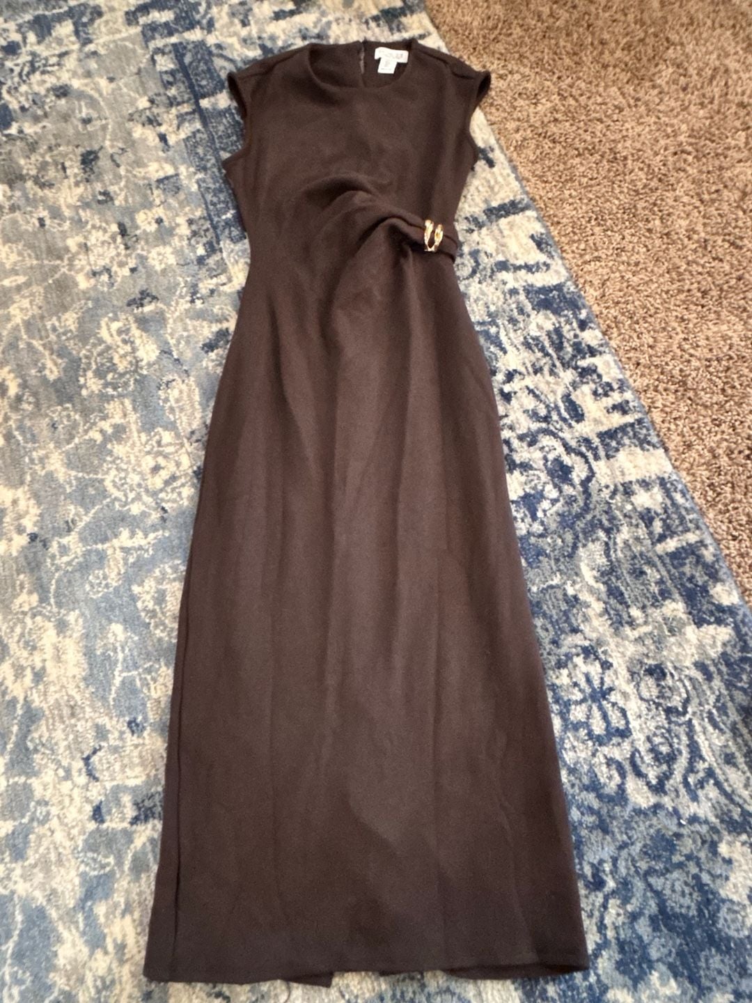 Rachel Zoe Dress Size S Brown Sleeveless Gold Ring Belt 2