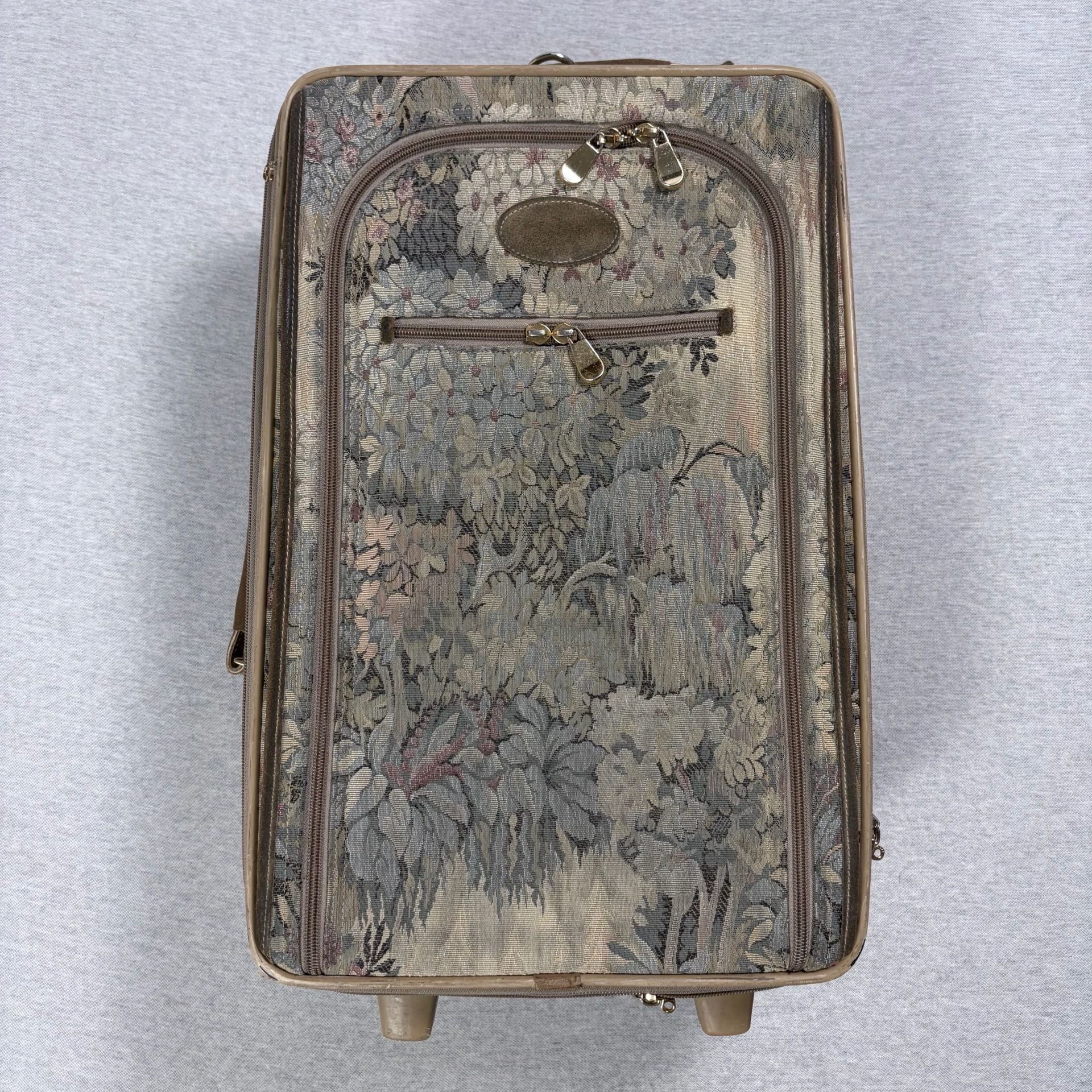 French Luggage Co Tapestry Suitcase Floral Wheeled Upright Luggage Bag 1