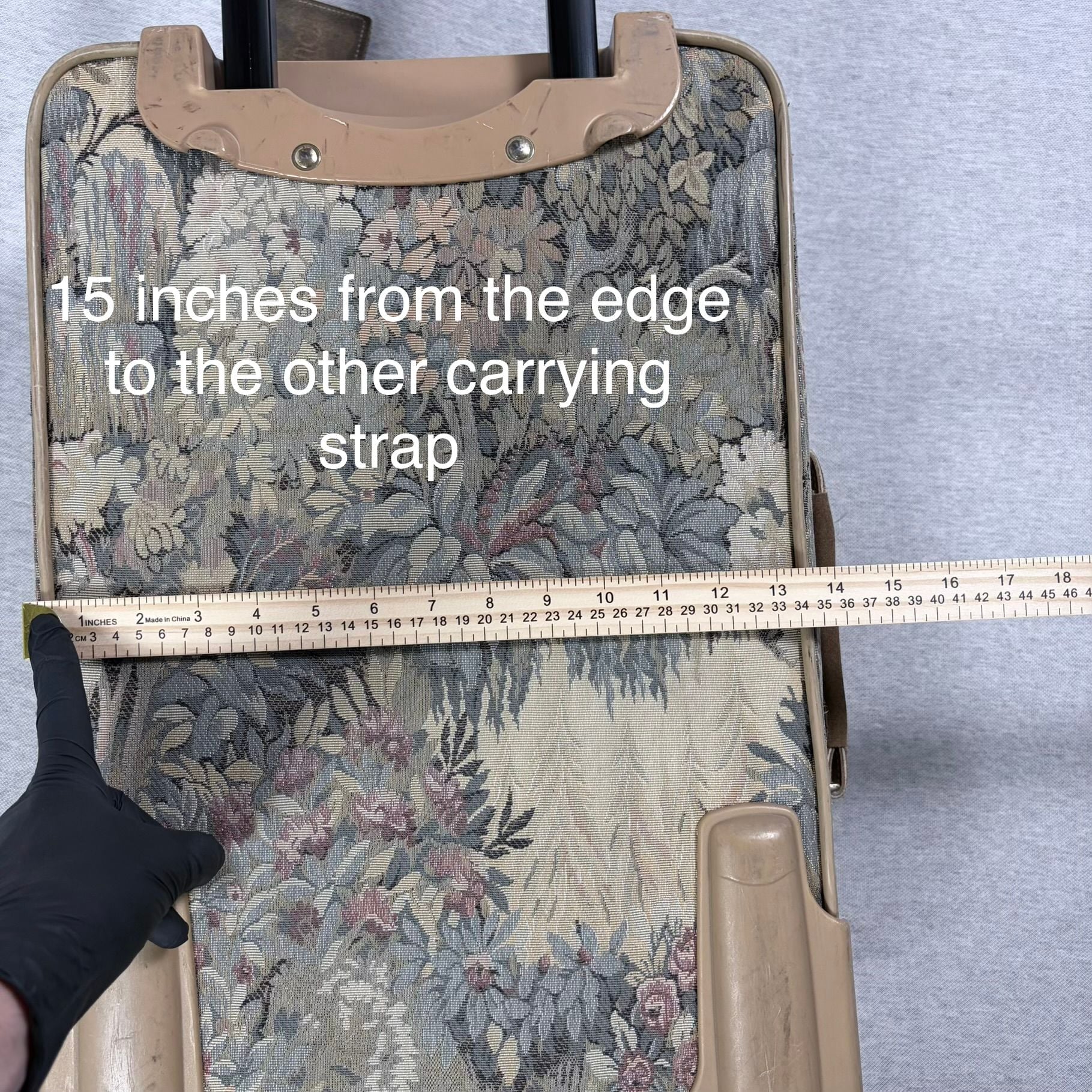 French Luggage Co Tapestry Suitcase Floral Wheeled Upright Luggage Bag 11