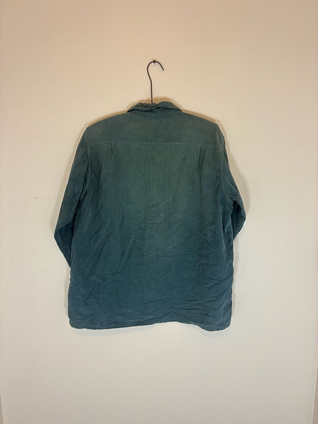 1950s Vintage Repaired Distressed Moleskin Loop Collor Shirt Blue 8
