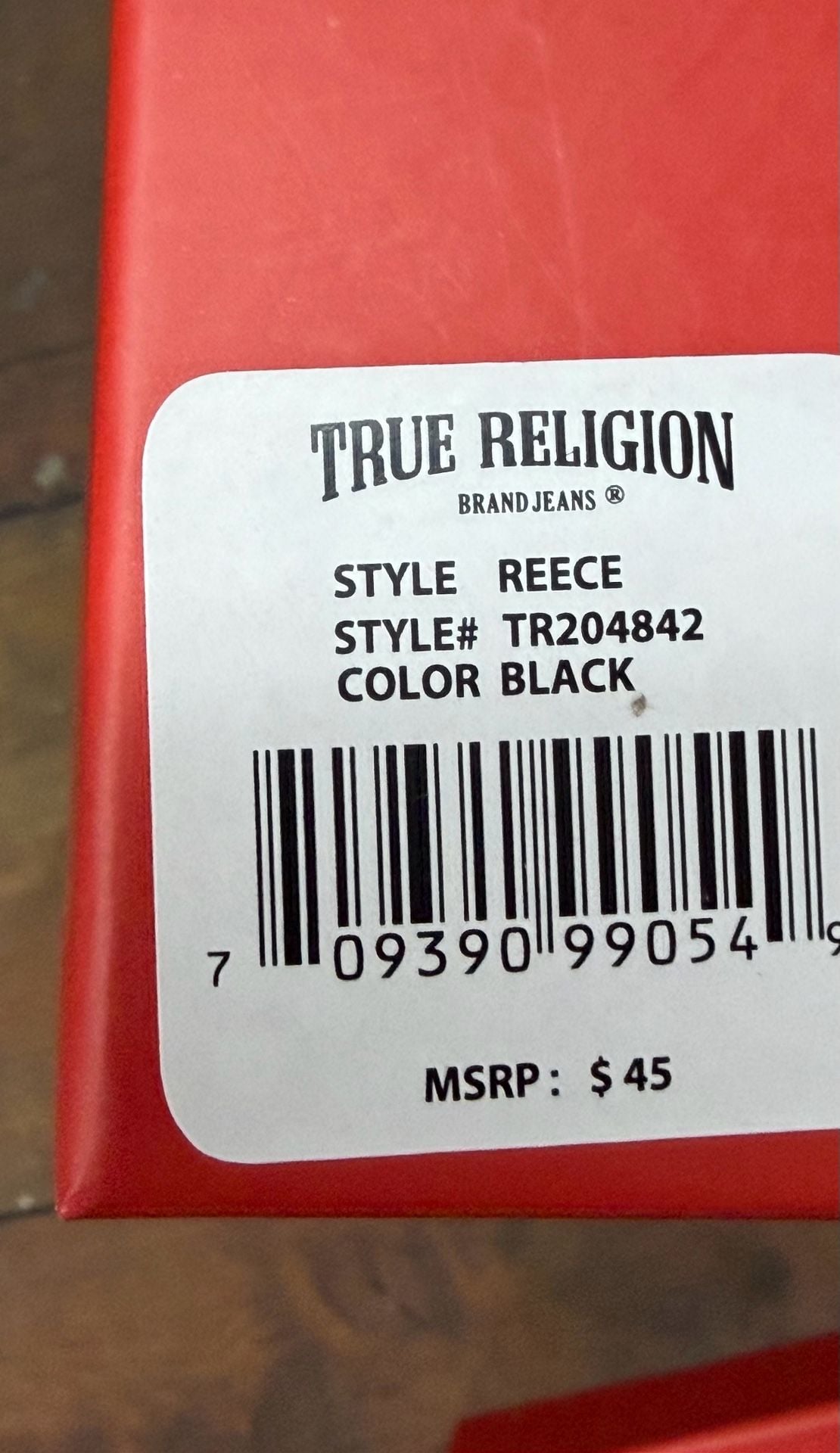 True Religion Reece Denim Bifold Wallet Black Red Stitching In Box 2