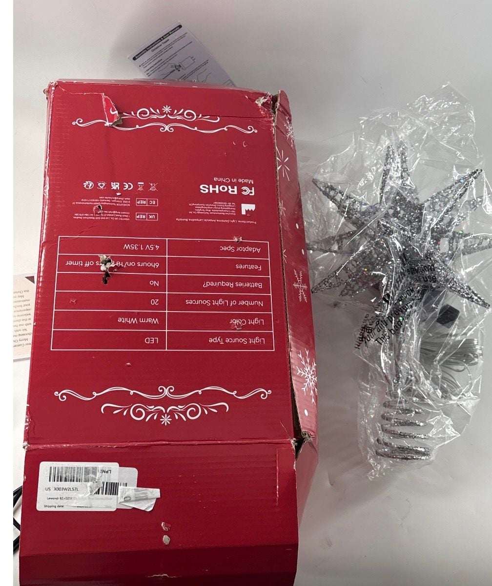 Lewondr Starburst Christmas Tree Topper 11 Inch Silver - MISSING REMOTE 3