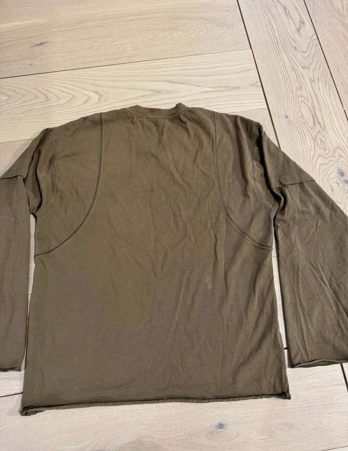 Helmut Lang Long Sleeve Shirt Size L Olive Green Cotton Thermal Top 3
