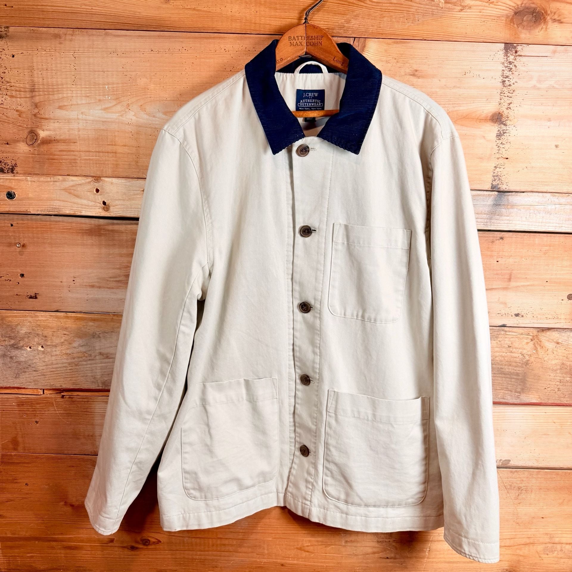 J.Crew Authentic Outerwear Barn Jacket Size M Navy Corduroy Collar 2