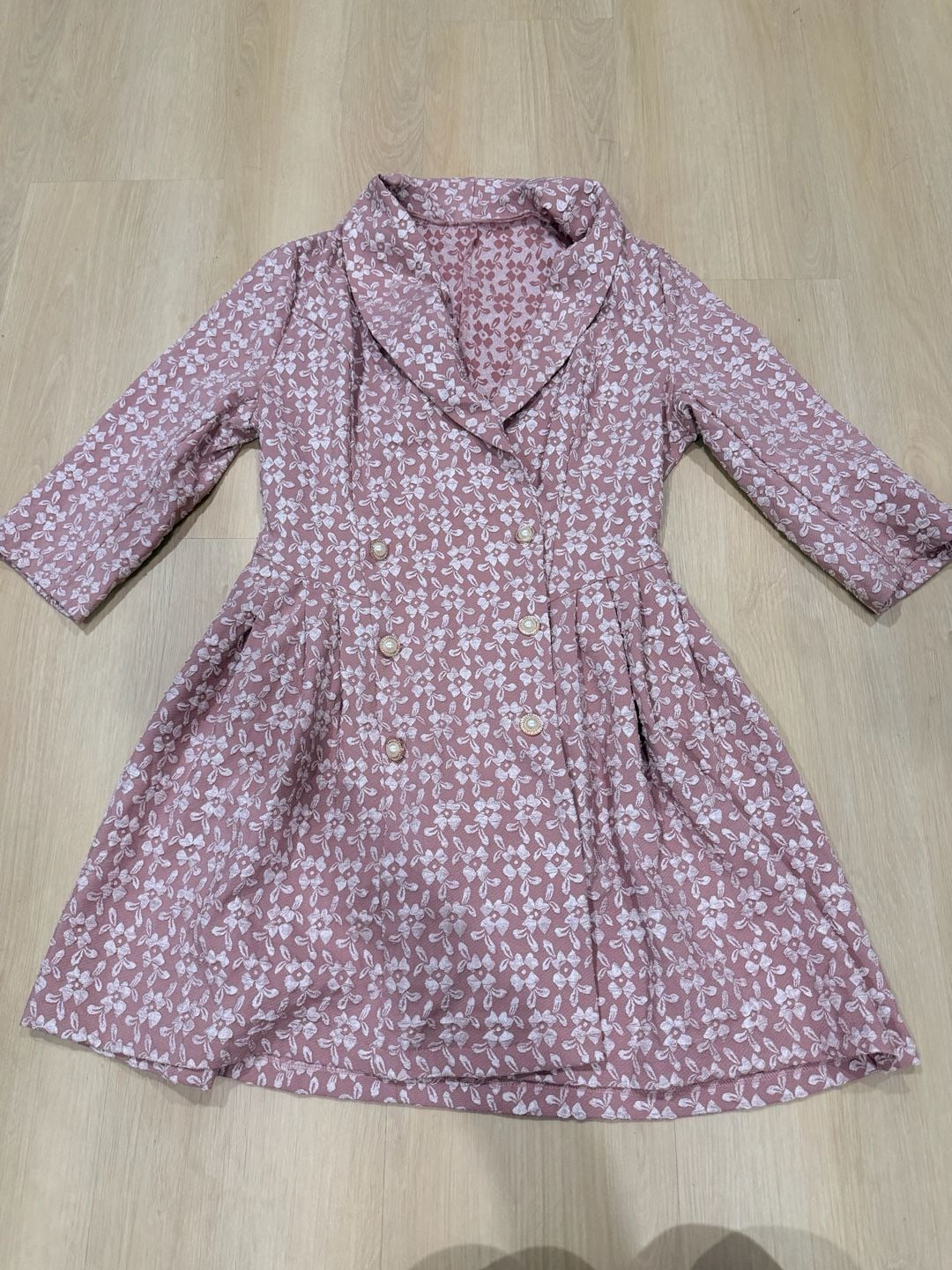 SHEIN Floral Blazer Dress Size L 40/42 8/10 Pink Double Breasted 2