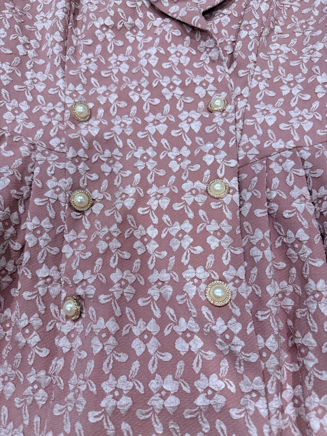 SHEIN Floral Blazer Dress Size L 40/42 8/10 Pink Double Breasted 3