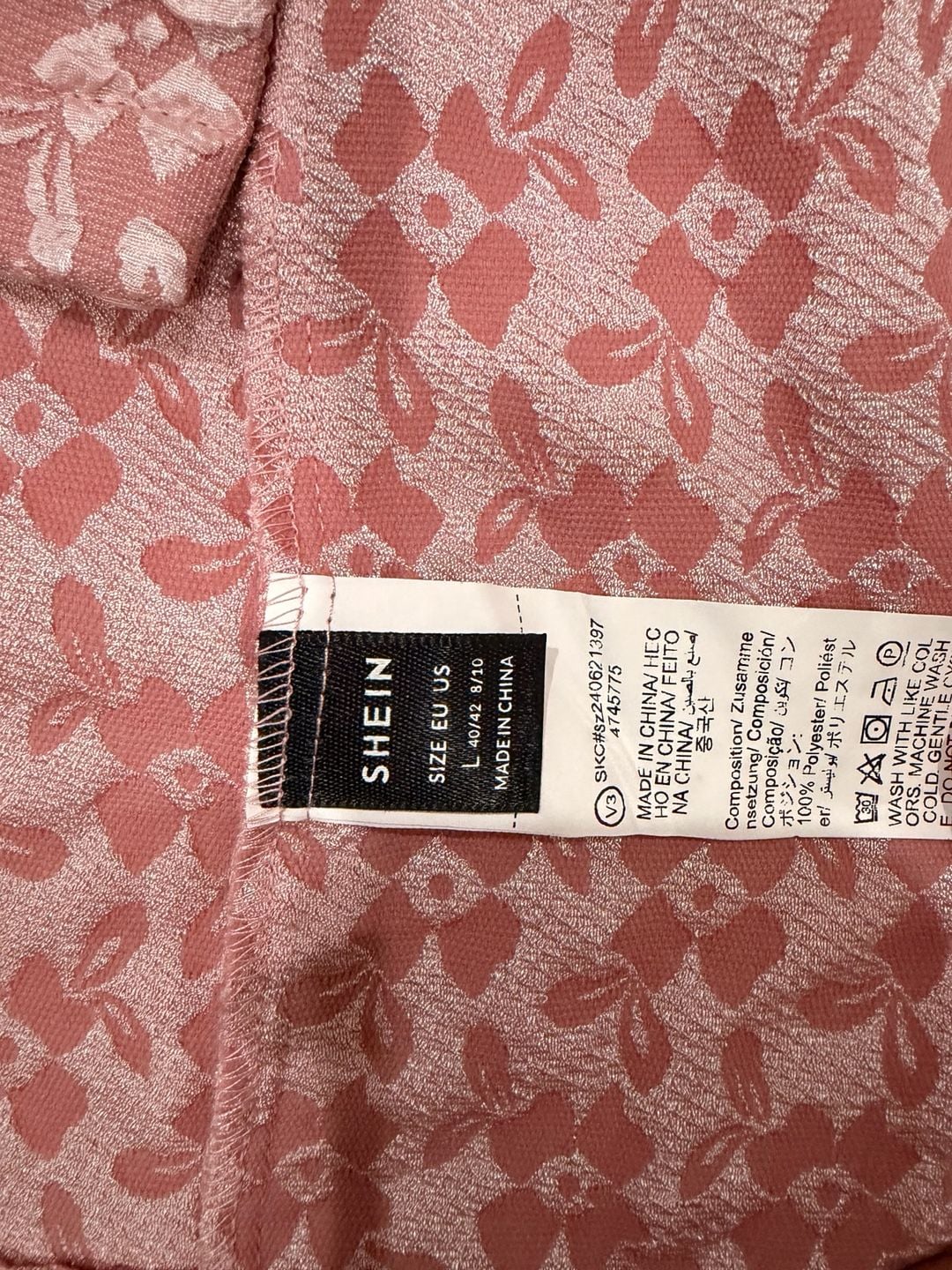 SHEIN Floral Blazer Dress Size L 40/42 8/10 Pink Double Breasted 4