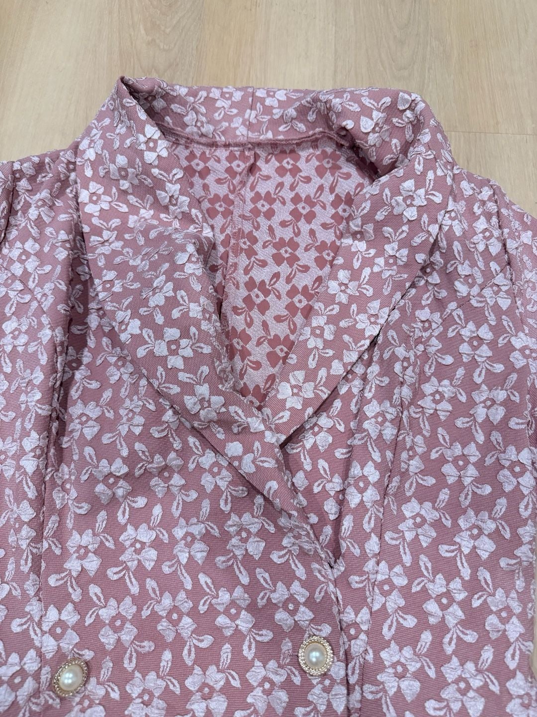 SHEIN Floral Blazer Dress Size L 40/42 8/10 Pink Double Breasted 6