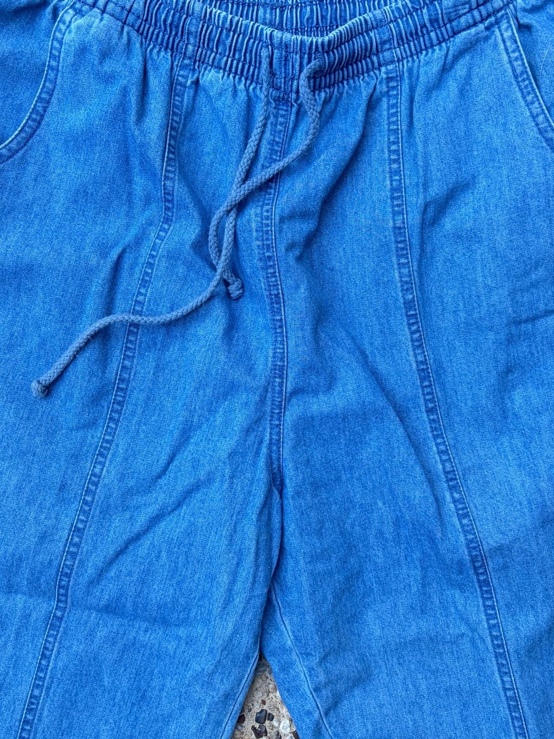 Vintage 90s Rock & Roll Jukebox Denim Pants Large Embroidered Elastic Waist USA 5