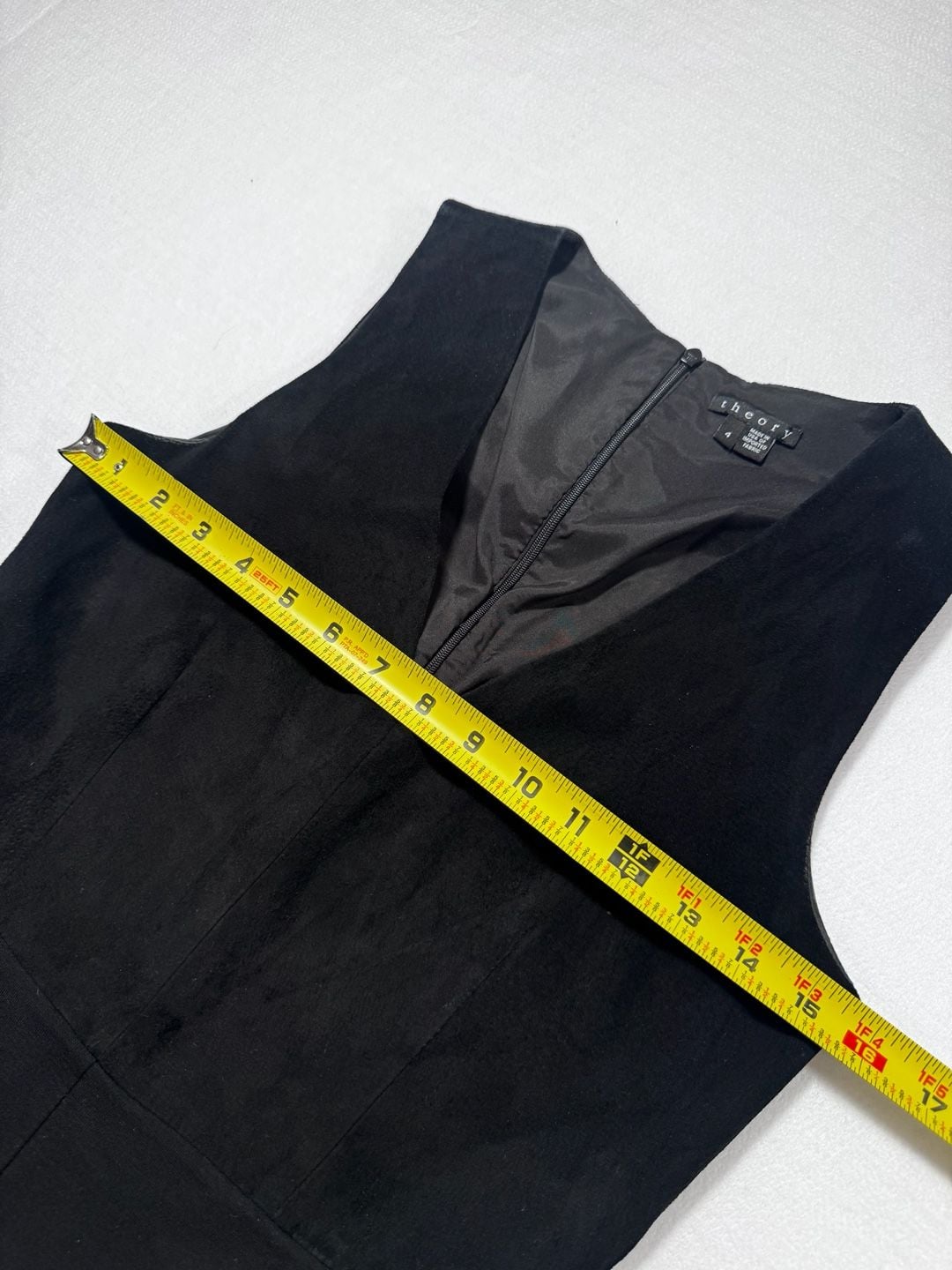 Theory Suede Combo Dress Size 4 Black Sleeveless Wool Blend 9
