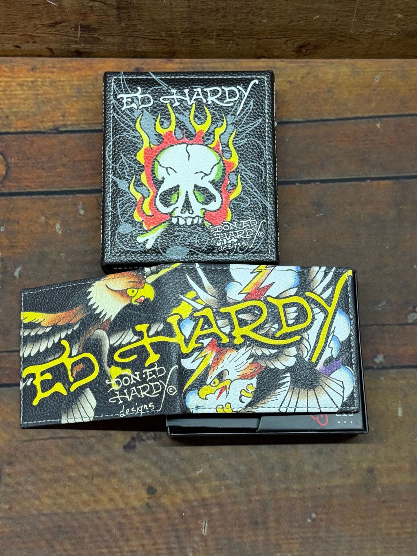 Ed Hardy Wallet And Box Set Skull Eagle Graphic 1