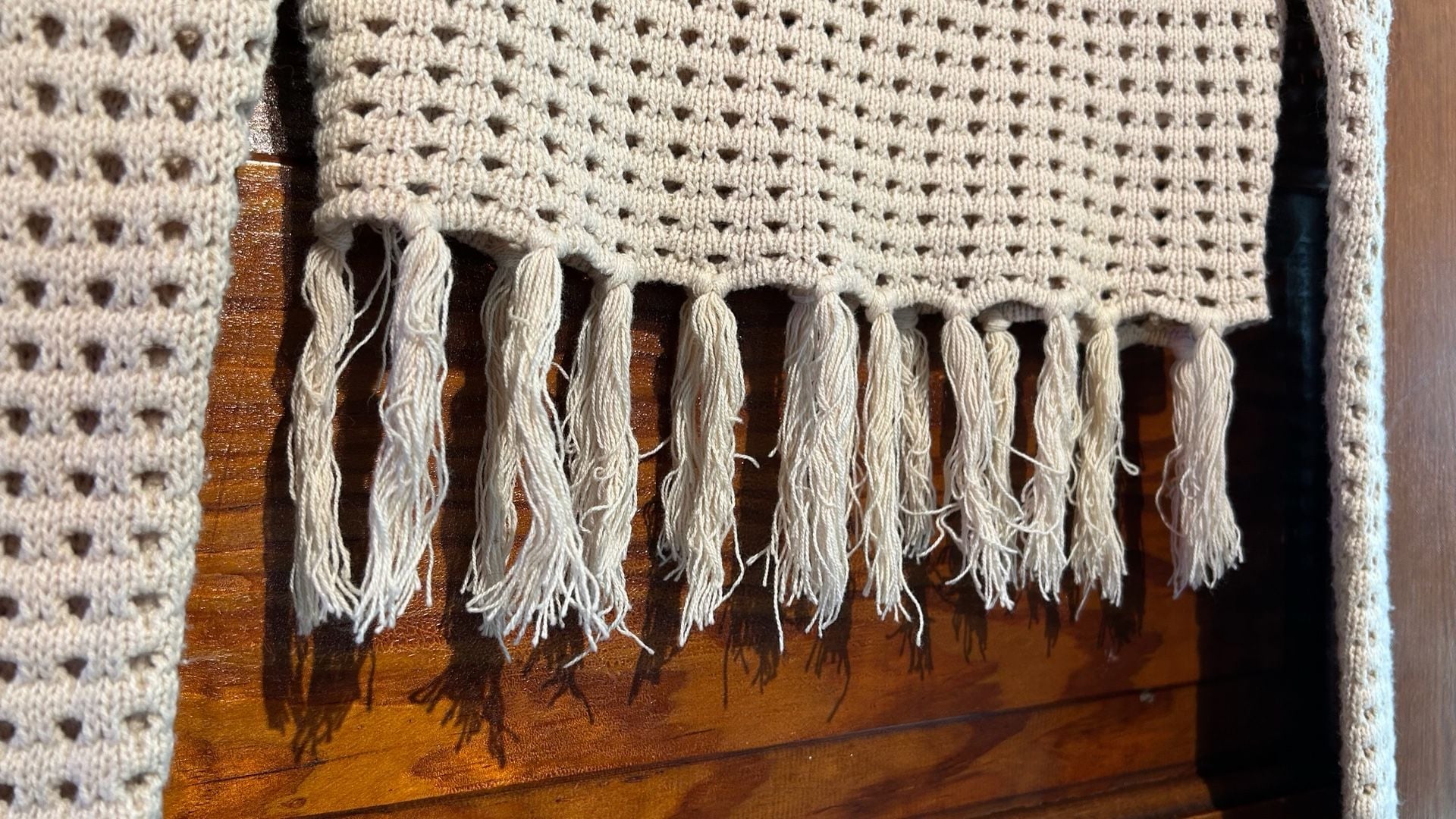 Le Lis Collection Crocheted Fringe Sweater Size S Beige 3