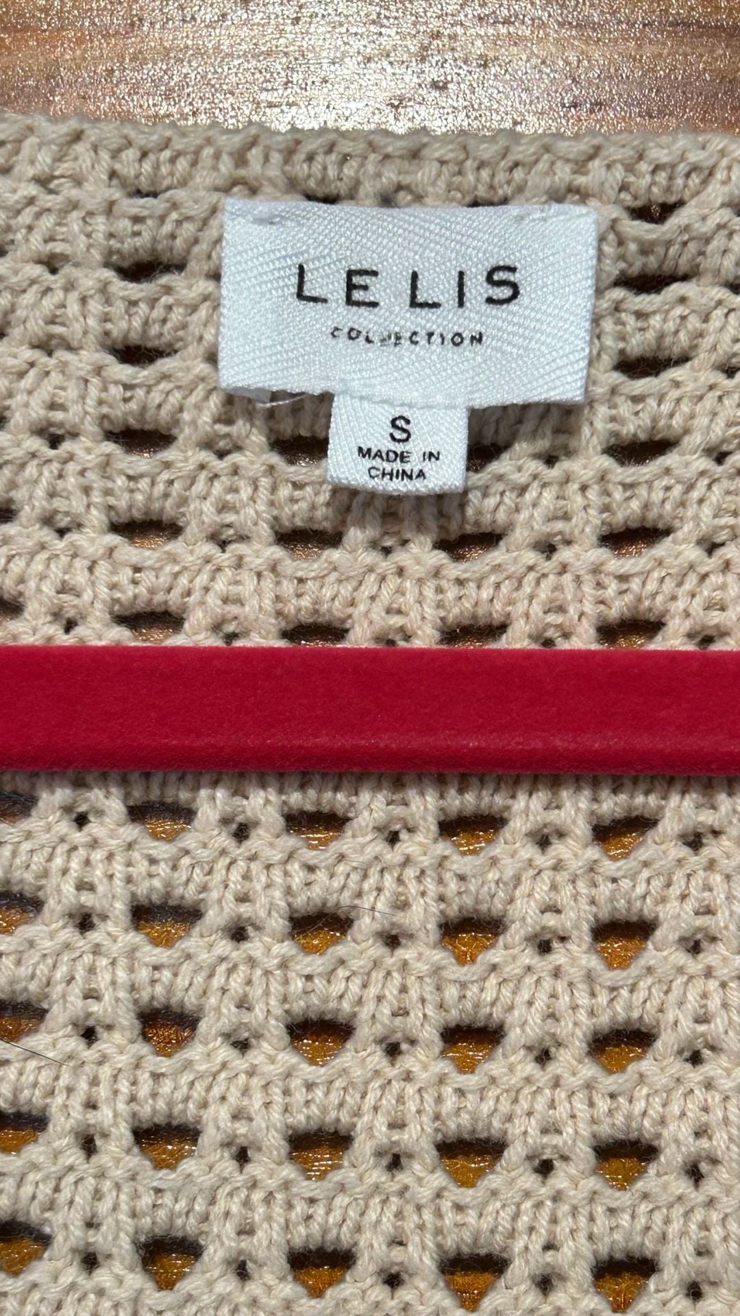 Le Lis Collection Crocheted Fringe Sweater Size S Beige 4
