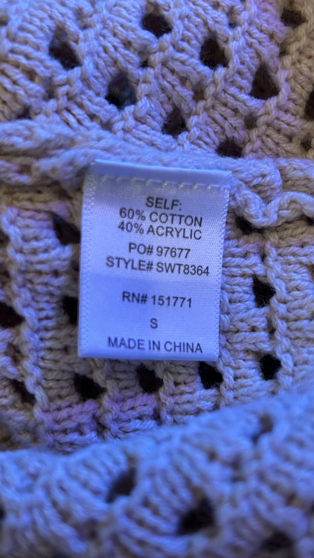 Le Lis Collection Crocheted Fringe Sweater Size S Beige 6