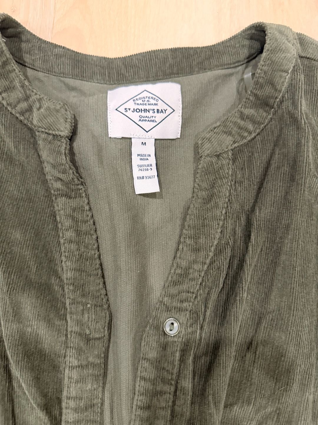St John's Bay Corduroy Dress Size M Green Long Sleeve Tiered Midi 4