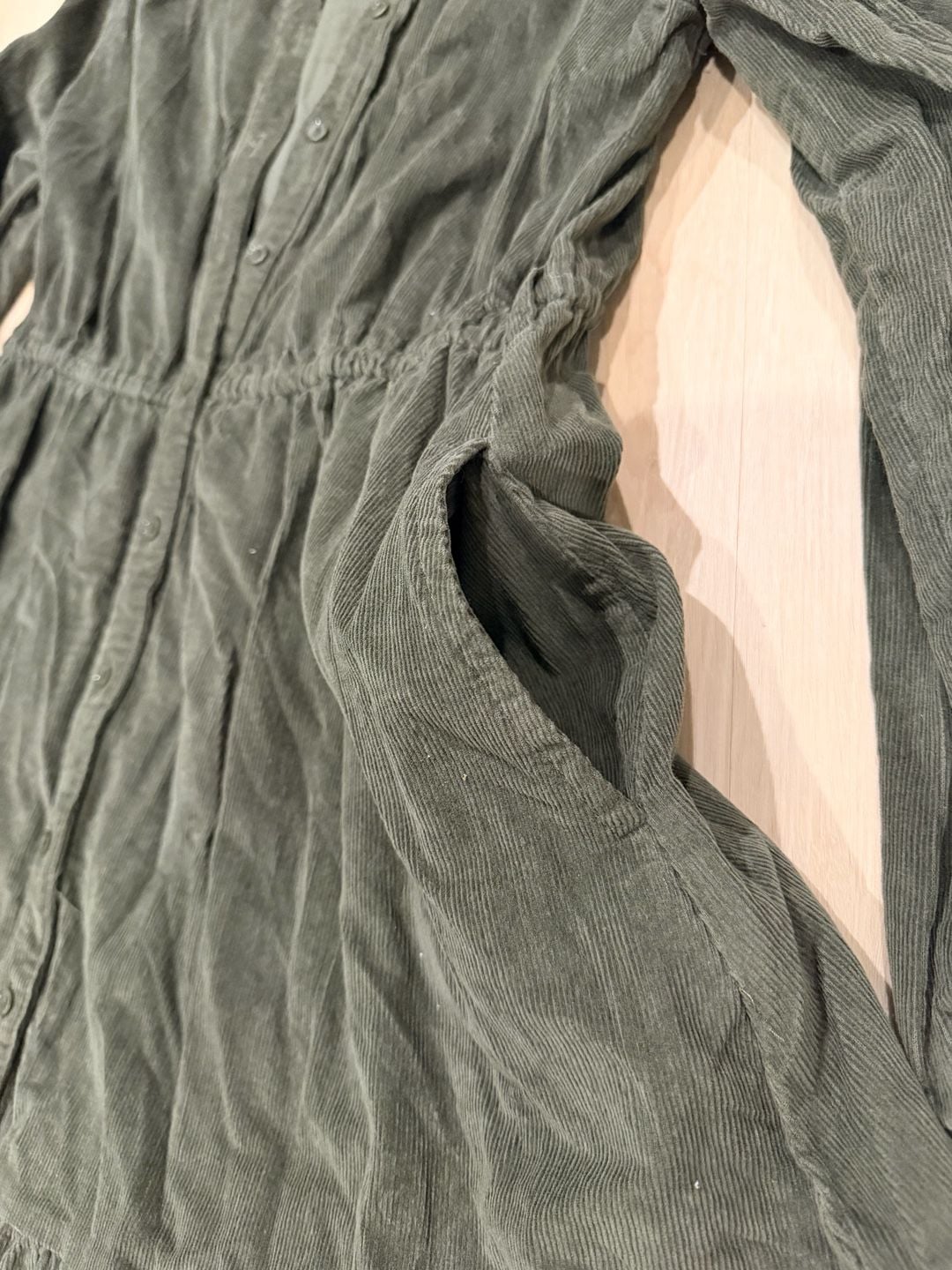 St John's Bay Corduroy Dress Size M Green Long Sleeve Tiered Midi 5