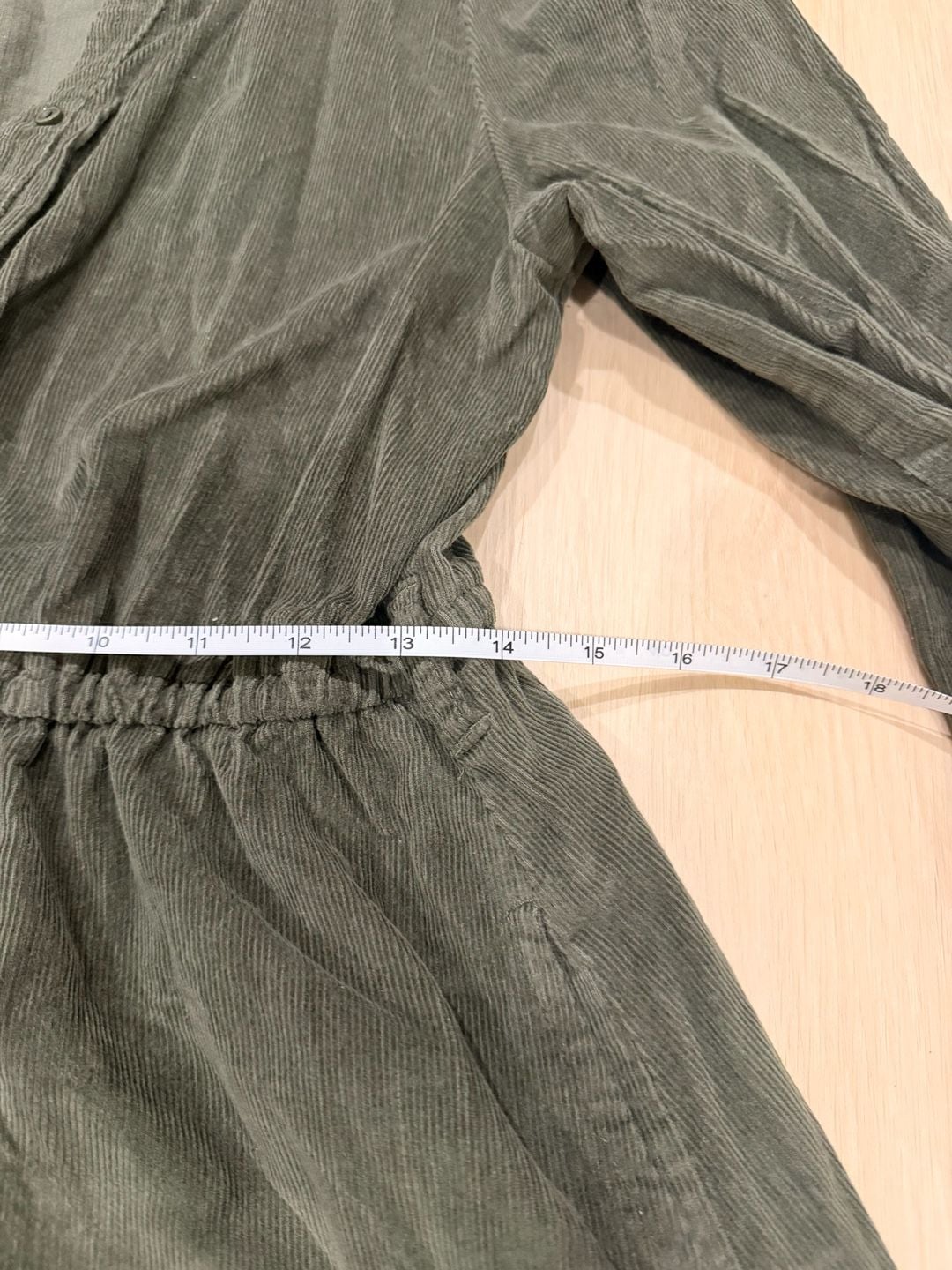 St John's Bay Corduroy Dress Size M Green Long Sleeve Tiered Midi 8