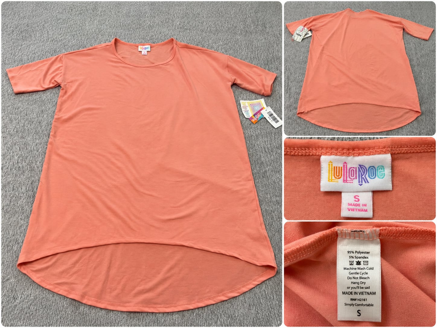 LuLaRoe Irma Tunic Top Women S NWT Peach Coral High Low Solid Shirt 2