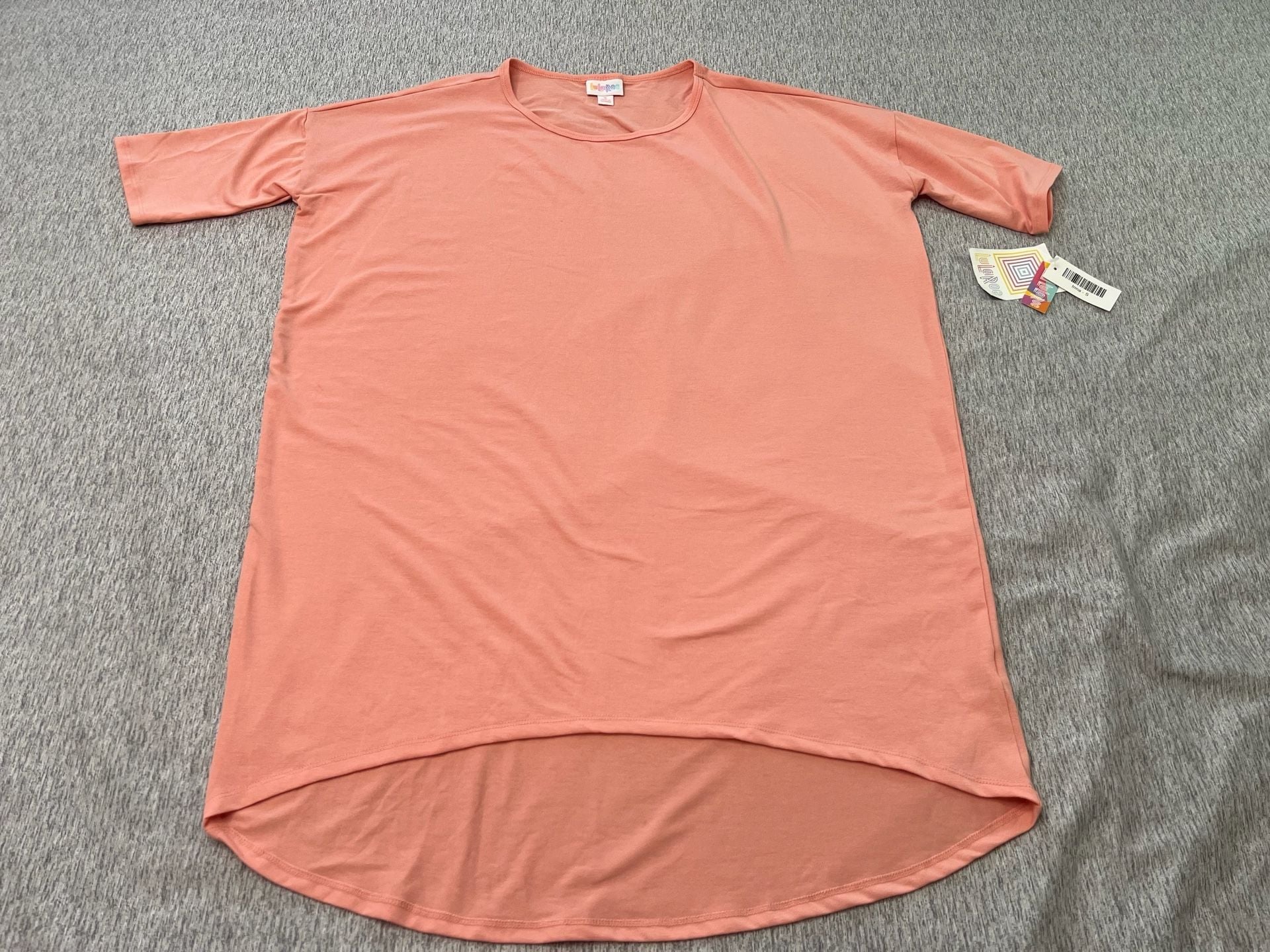 LuLaRoe Irma Tunic Top Women S NWT Peach Coral High Low Solid Shirt 3