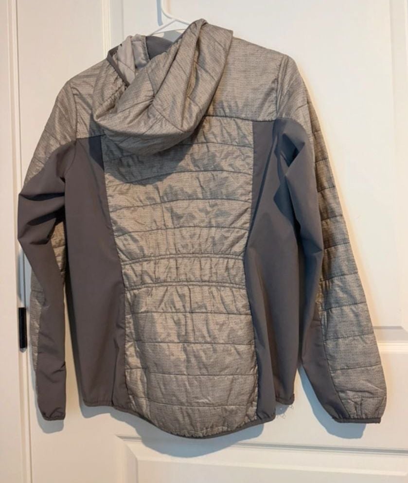 Eddie Bauer Hooded Jacket Size S Gray Quilted Full Zip 3