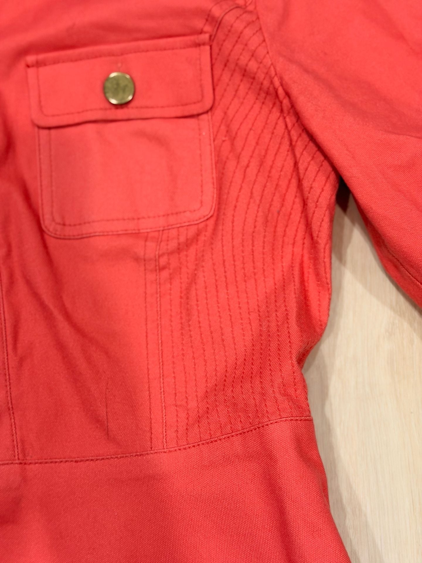 Work to Weekend Jacket Size 4 Coral Cotton Blend Peplum Utility 3