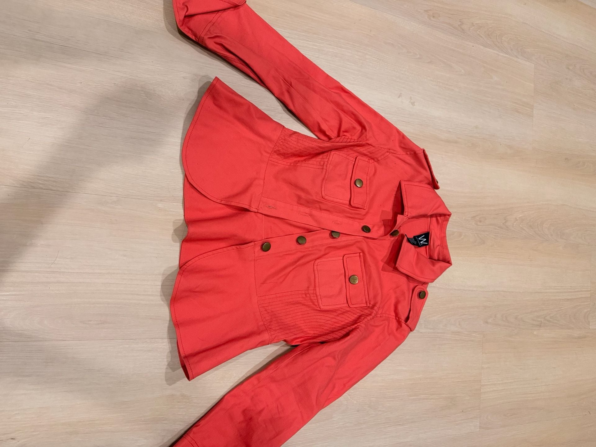 Work to Weekend Jacket Size 4 Coral Cotton Blend Peplum Utility 5