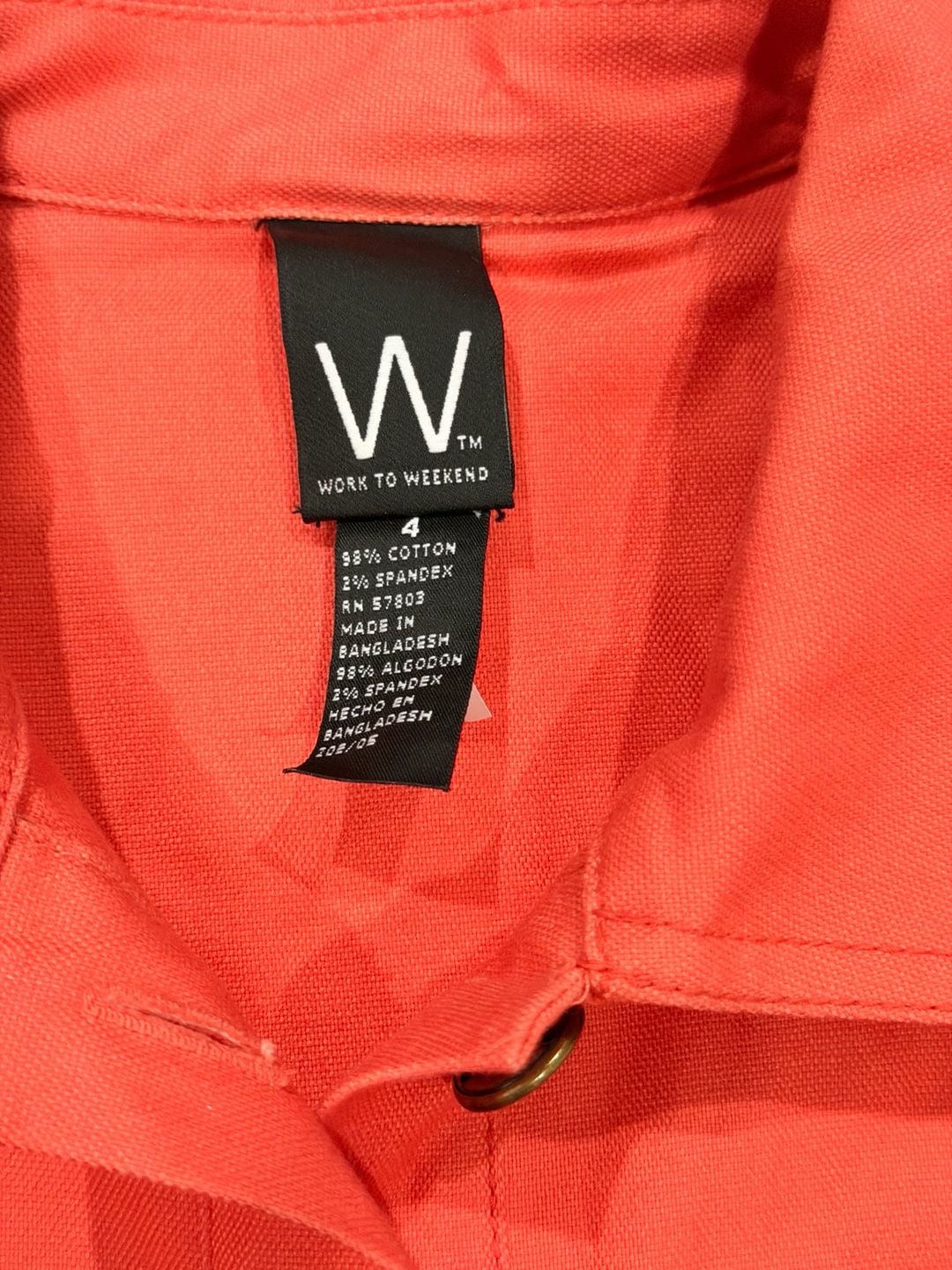 Work to Weekend Jacket Size 4 Coral Cotton Blend Peplum Utility 7