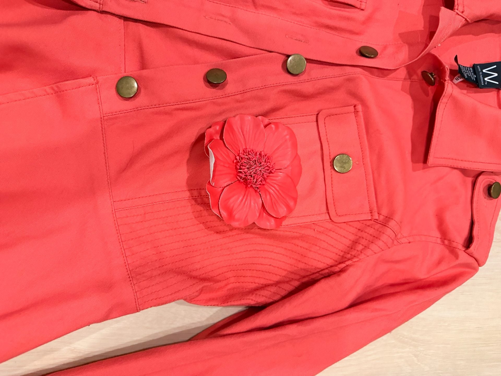 Work to Weekend Jacket Size 4 Coral Cotton Blend Peplum Utility 8