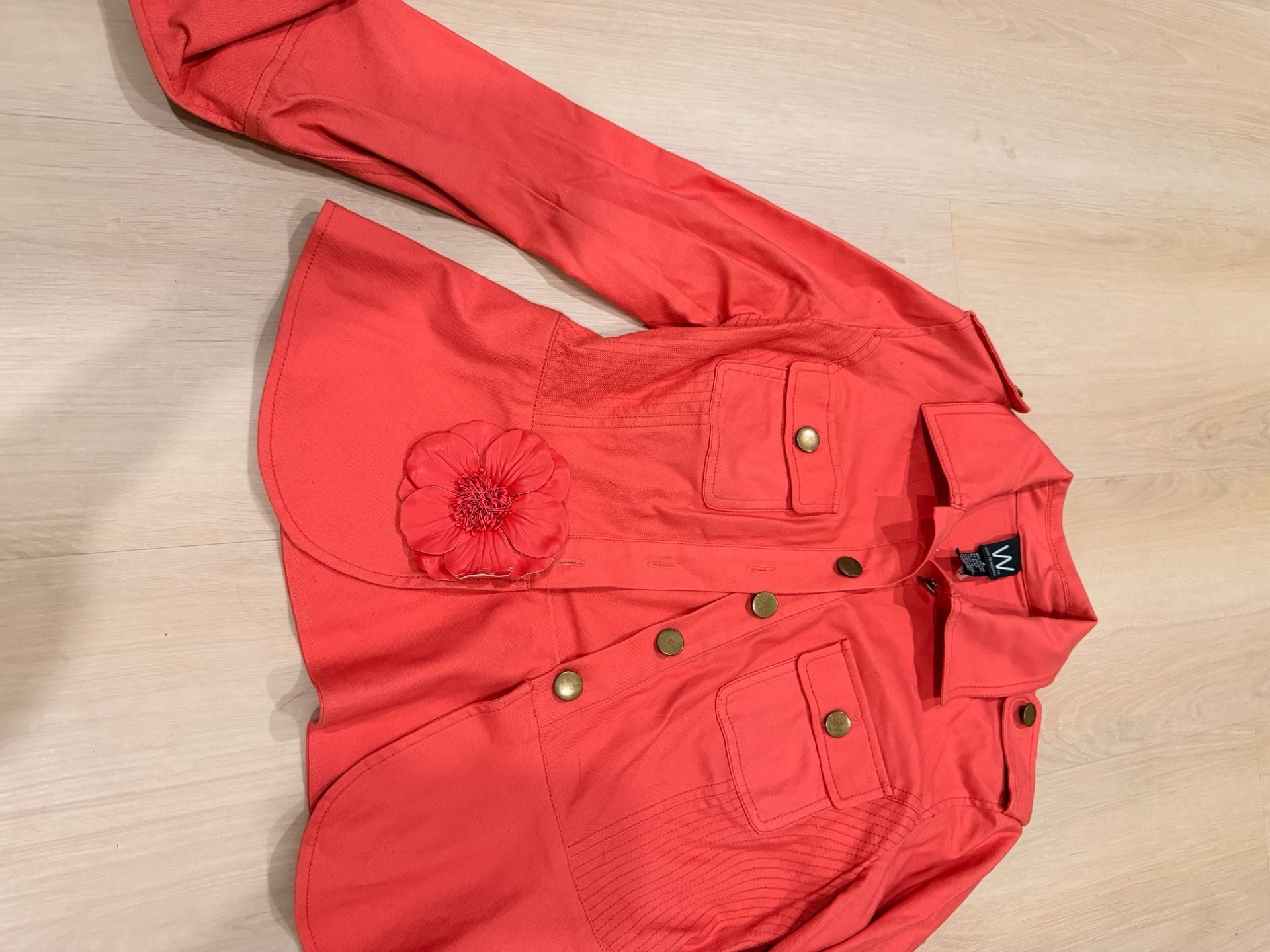 Work to Weekend Jacket Size 4 Coral Cotton Blend Peplum Utility 11