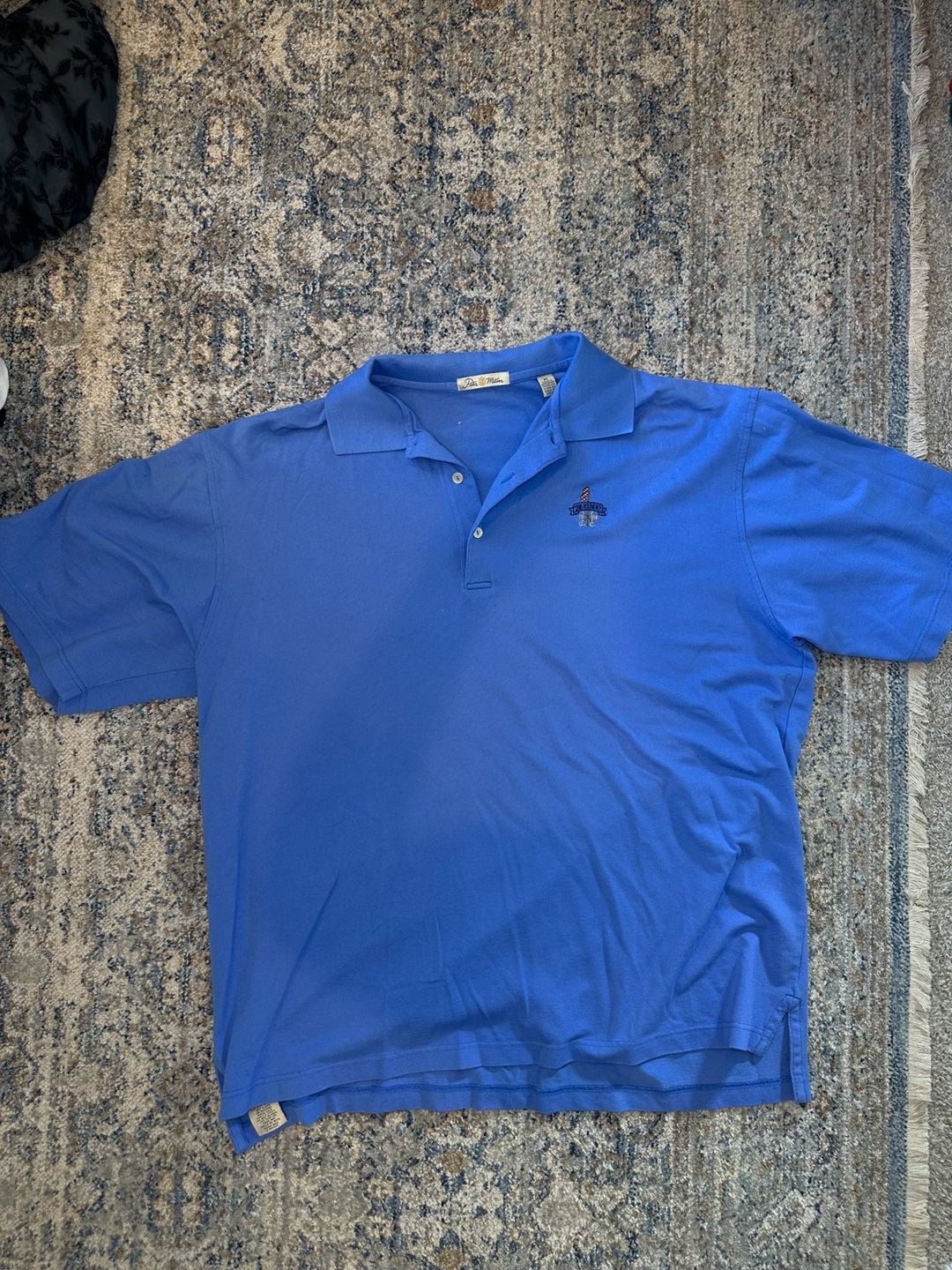 Peter Millar The Foundry Polo Shirt Size XL Blue Embroidered Golf 7