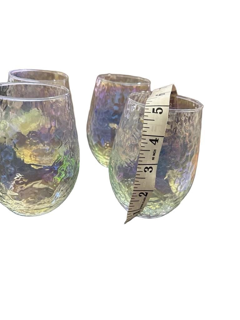 Set of 4 Iridescent Hammered Glass Tumblers 5.5 Inch 2