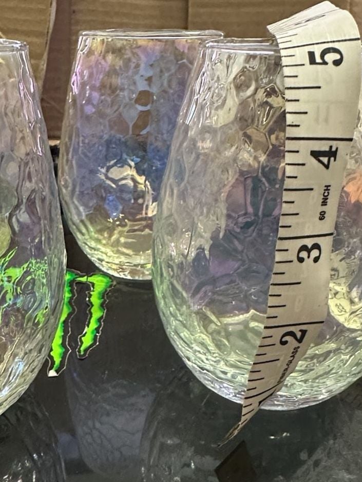 Set of 4 Iridescent Hammered Glass Tumblers 5.5 Inch 3