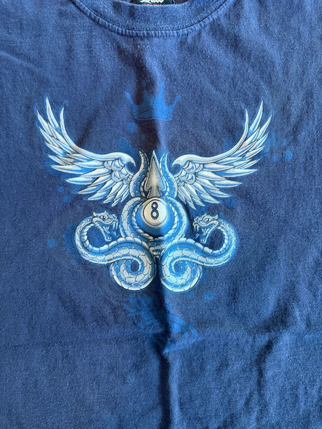 Sirco Graphic Sleeveless T-Shirt Size XL Blue 8-Ball Snakes Wings Vintage 3