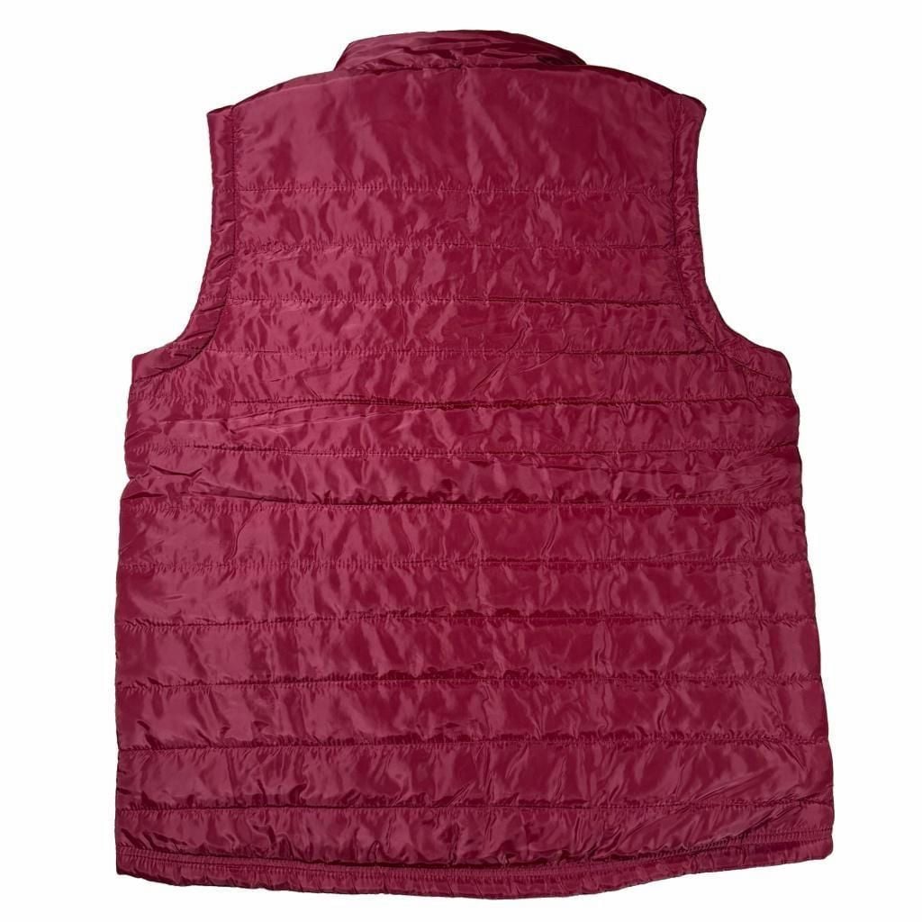 True Religion Puffer Vest Size L Red Quilted Collar Full Zip 3
