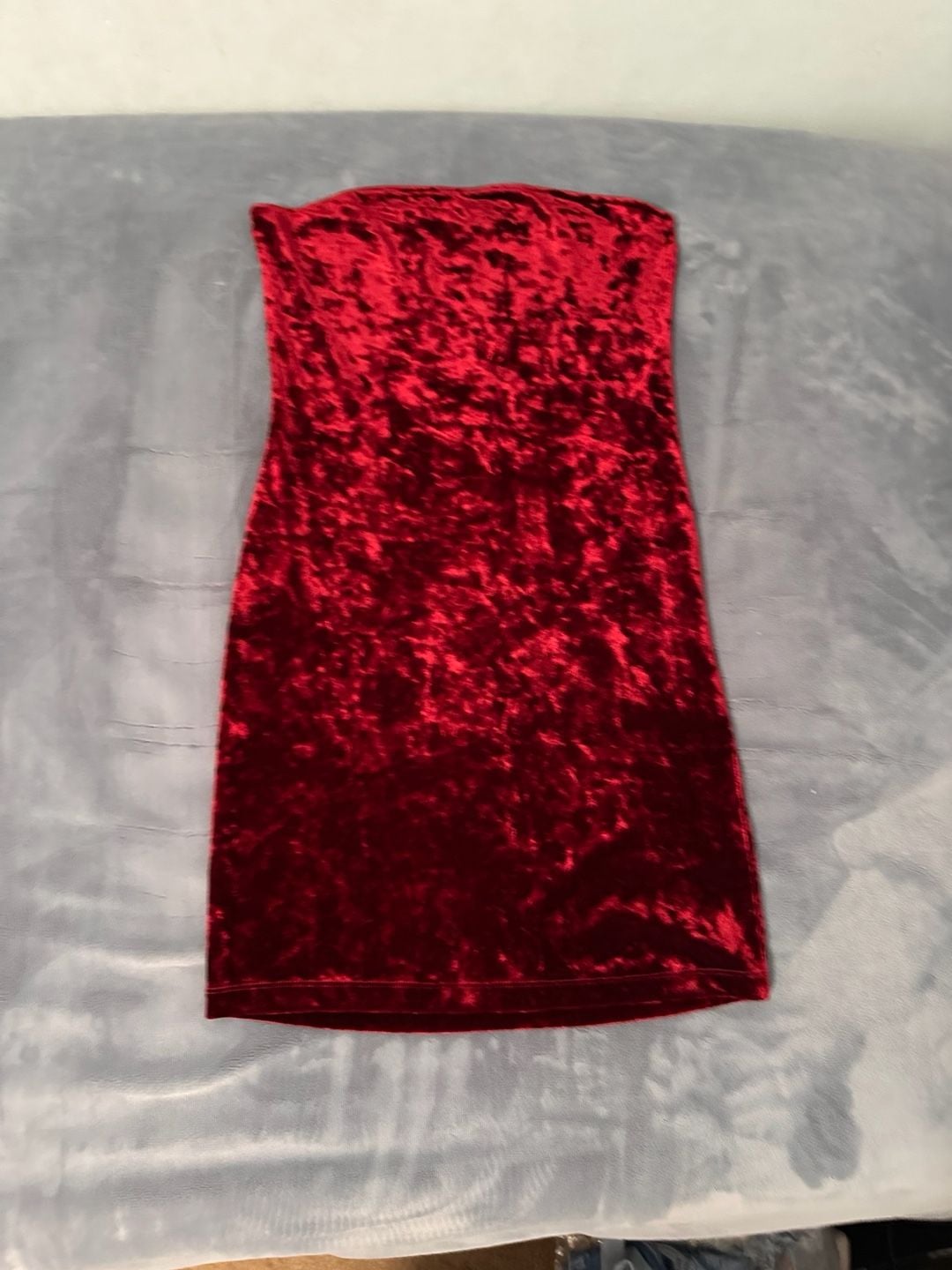 Garage Crushed Velvet Tube Dress Size M Red Strapless Mini 2