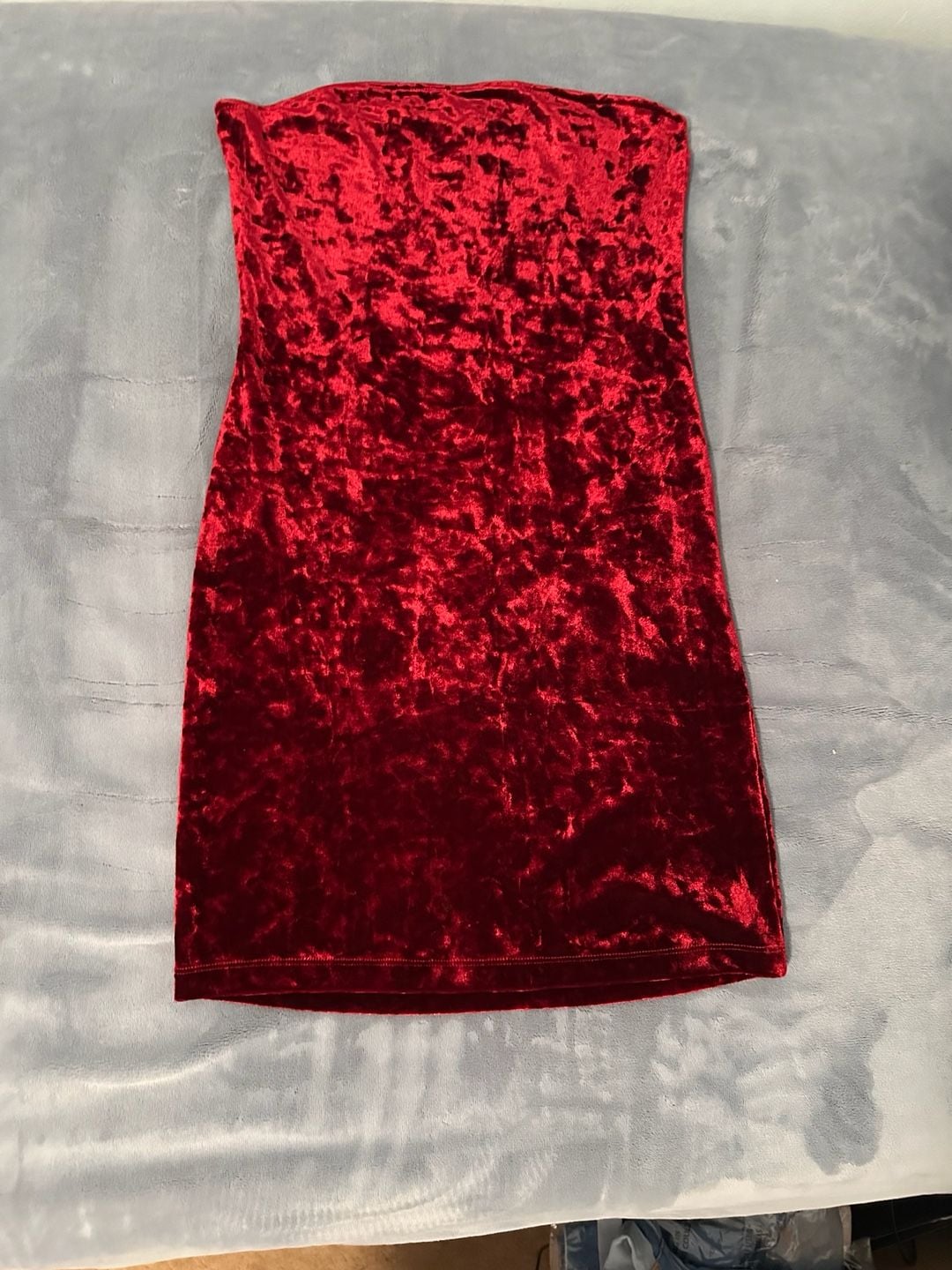 Garage Crushed Velvet Tube Dress Size M Red Strapless Mini 3