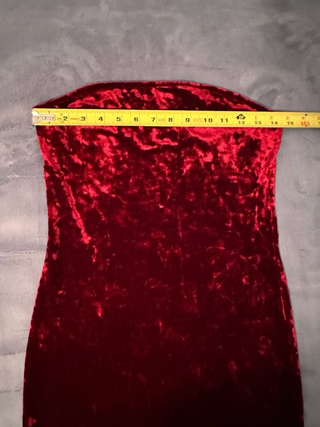 Garage Crushed Velvet Tube Dress Size M Red Strapless Mini 5