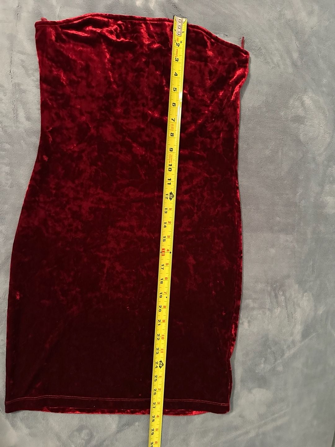 Garage Crushed Velvet Tube Dress Size M Red Strapless Mini 7
