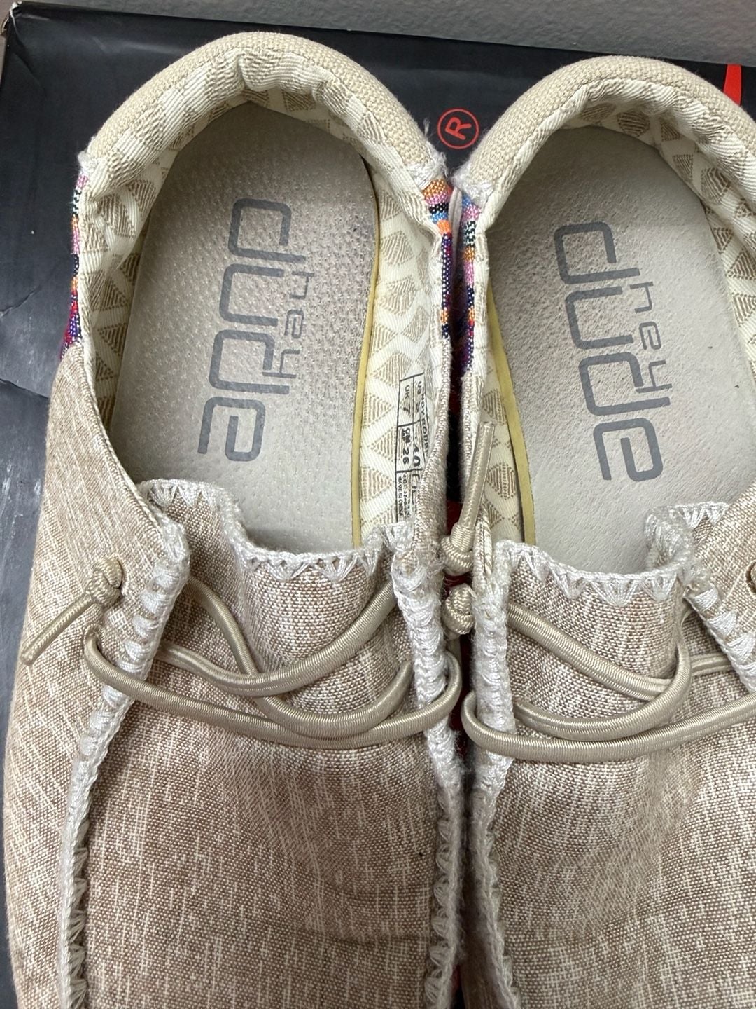 9W Hey Dude Wendy Rodeo Beige Multi Slip On Loafers 6