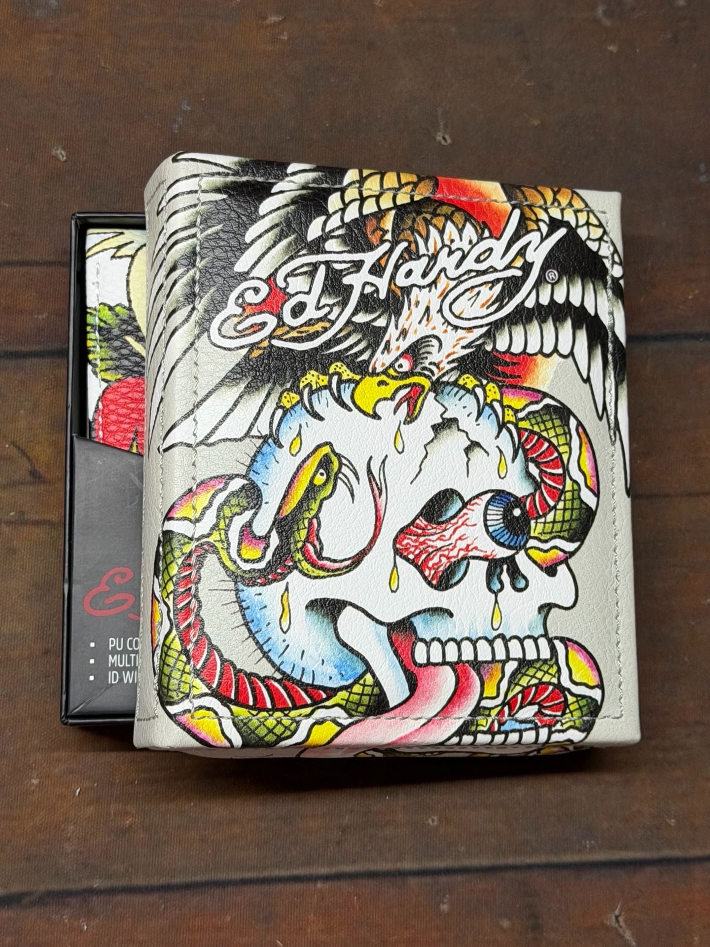 Ed Hardy GF97628EHQA Skull And Rose white Wallet With Box 6