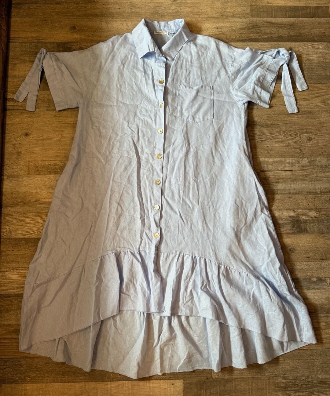 Cristina Vergani Linen Dress Blue Size XL 2
