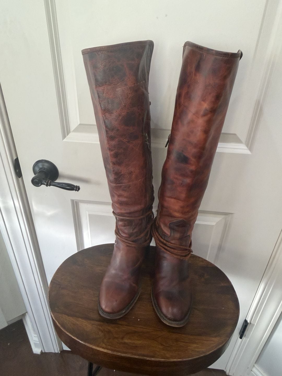 Free People Cedar Wood Tall Leather Boots Brown Size 9 2