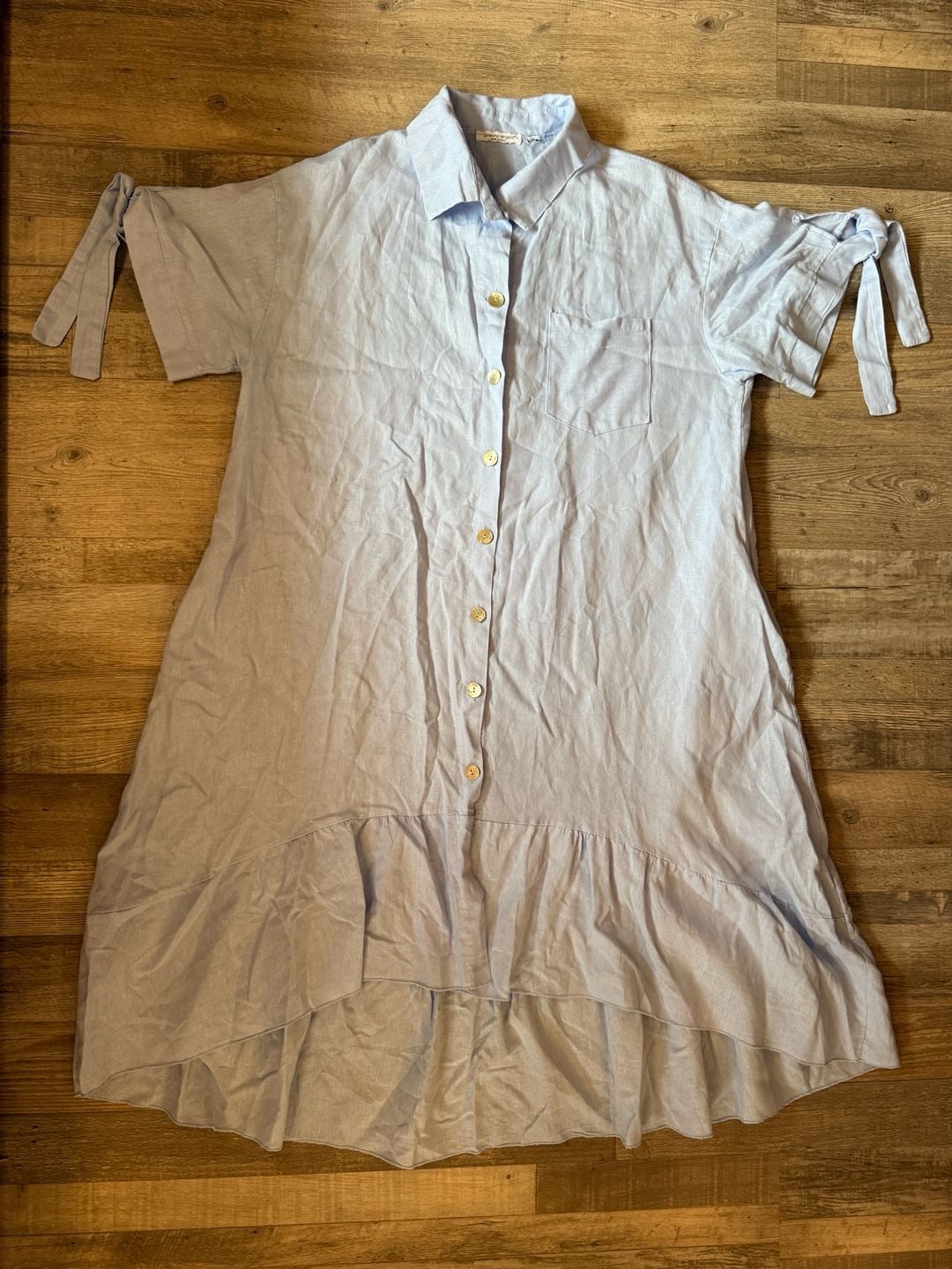 Cristina Vergani Linen Dress Blue Size XL 6