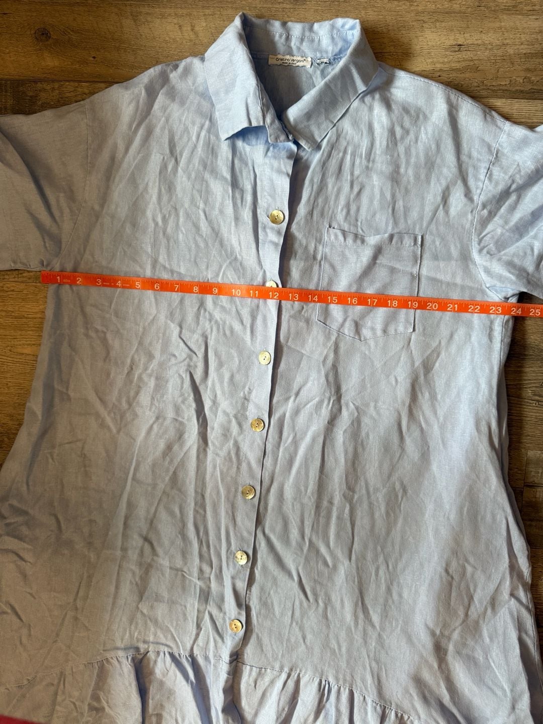 Cristina Vergani Linen Dress Blue Size XL 7