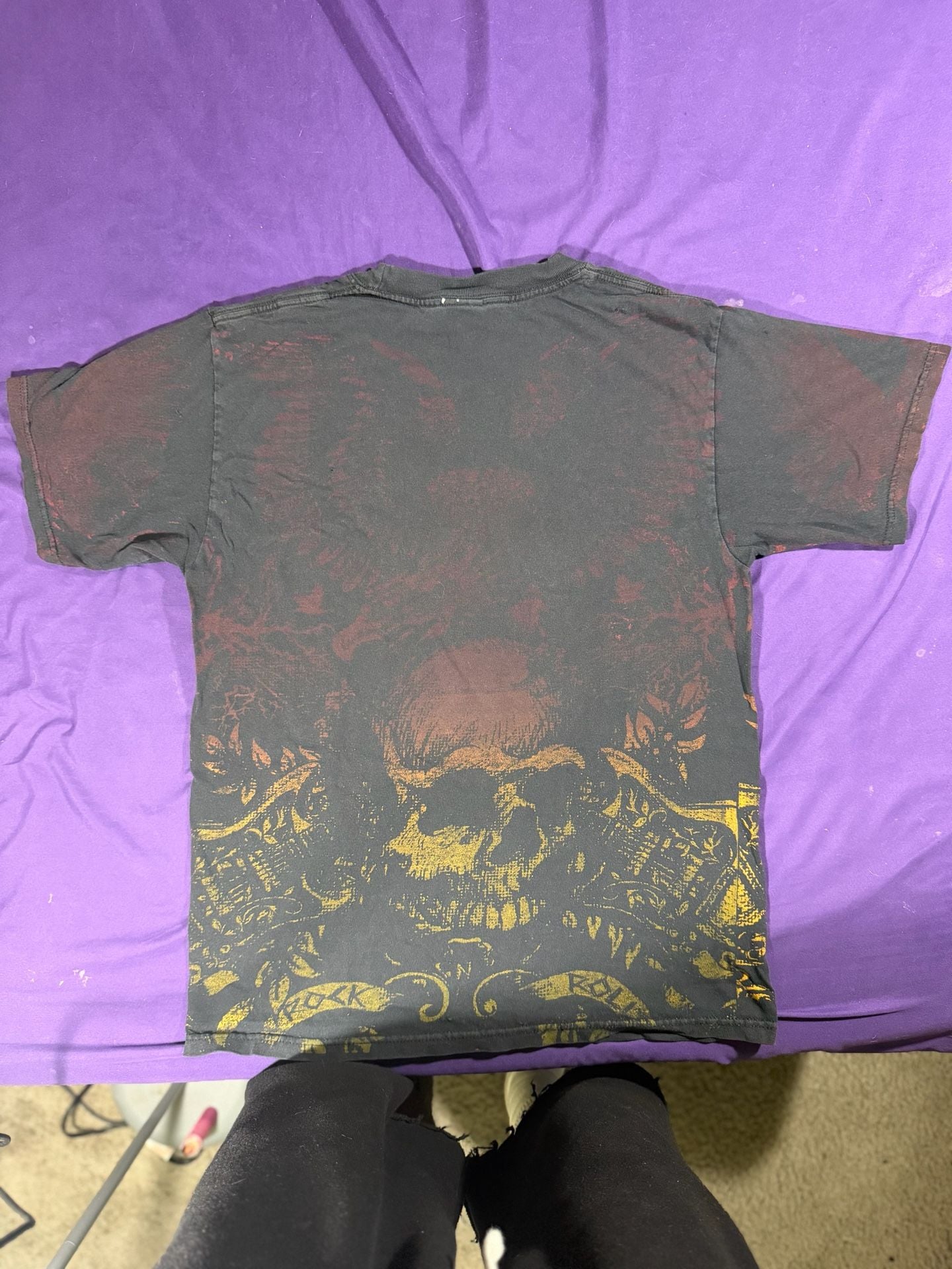 Grey Star Rock N Roll Skull Graphic T-Shirt Size M Black 4