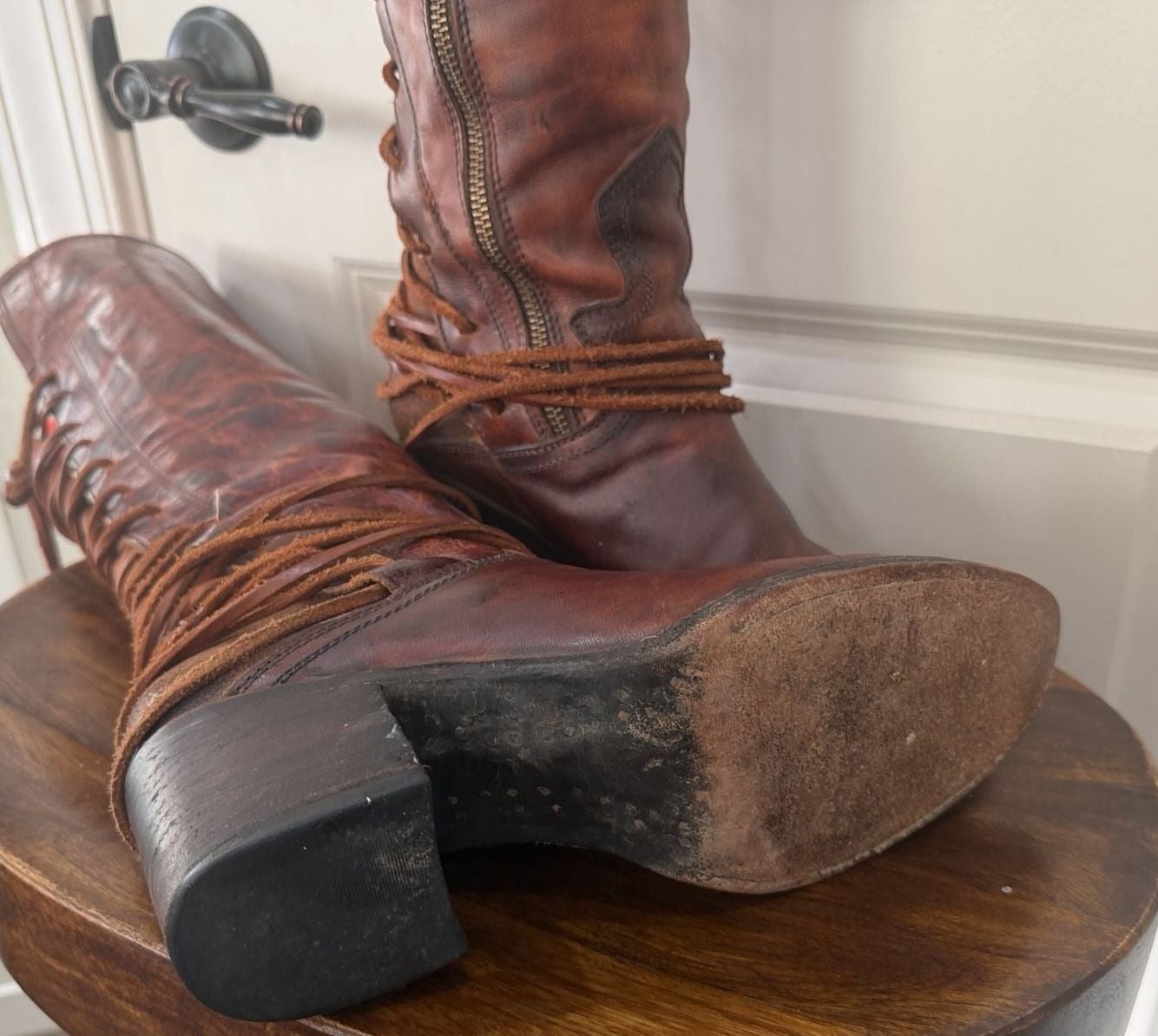 Free People Cedar Wood Tall Leather Boots Brown Size 9 7