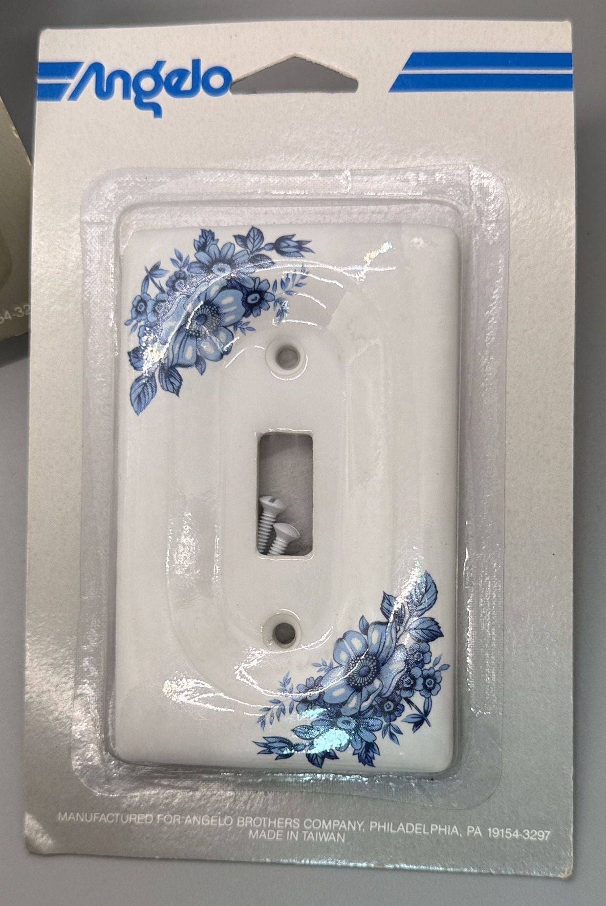 Angelo Ceramic Blue Floral Switch Plate Covers Lot of 2 NIP 1988 Cottage NOS Vtg 6