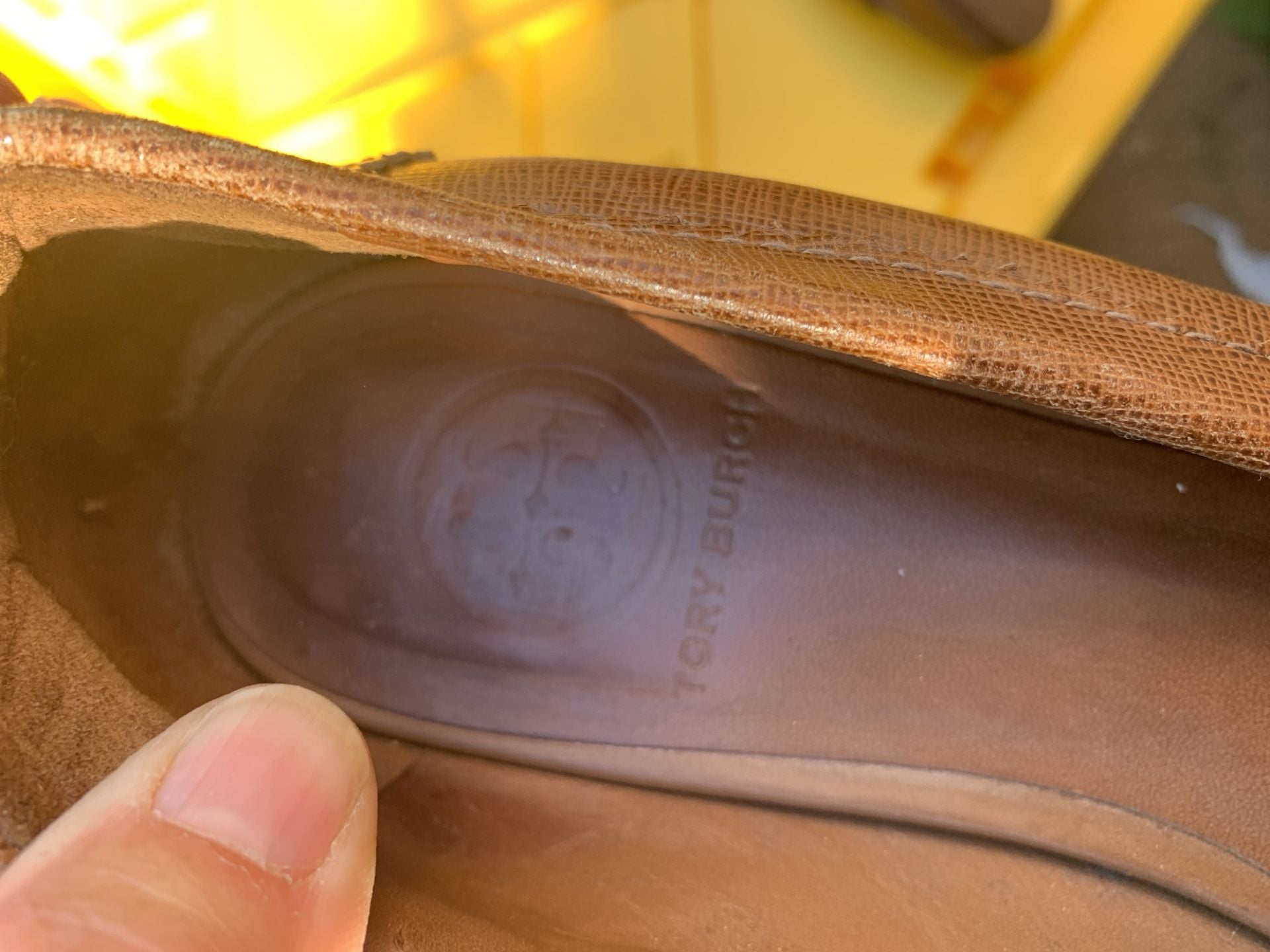 Tory Burch Leather Loafers Size 8 M Brown Textured Slip On Shoes 5
